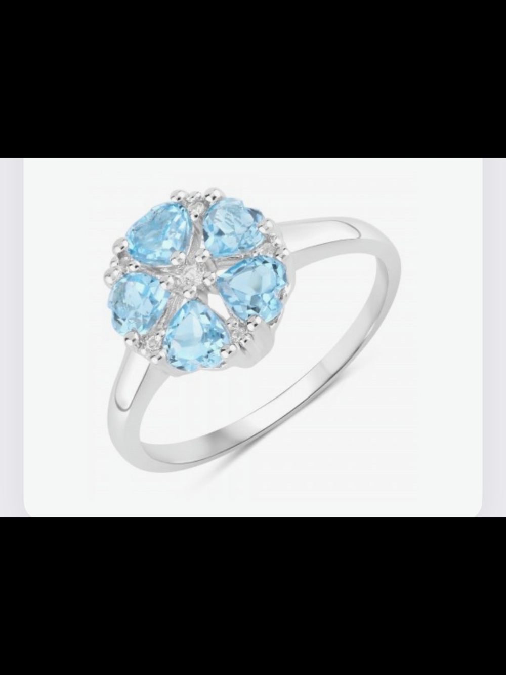14k White Gold Plated Topaz Size 8